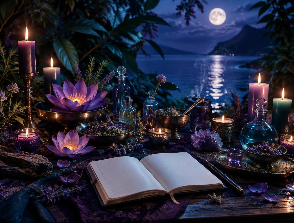 Custom Manifestation moonlit botanical ritual arrangement