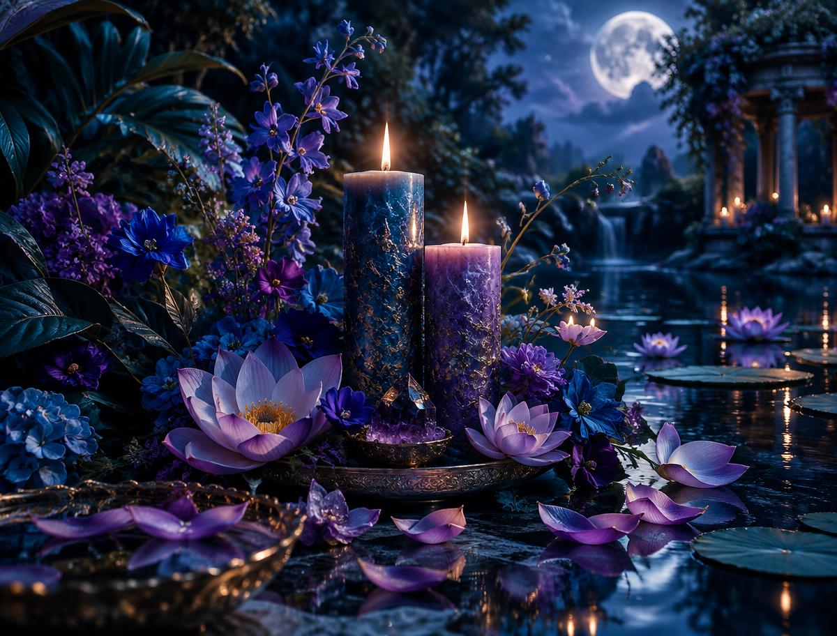 Love Manifestation moonlit botanical ritual arrangement